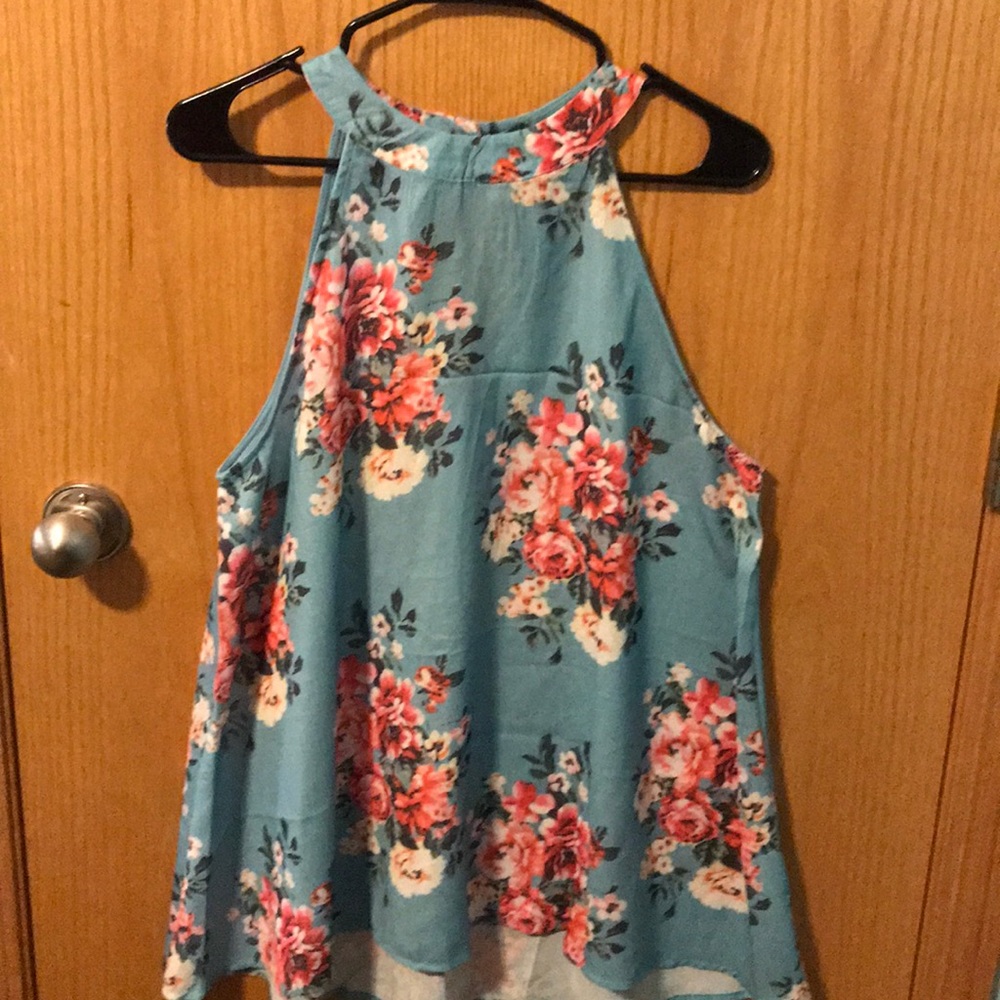Blue floral tank top